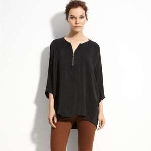 Vince Black Women's Silk Tunic Top Size L